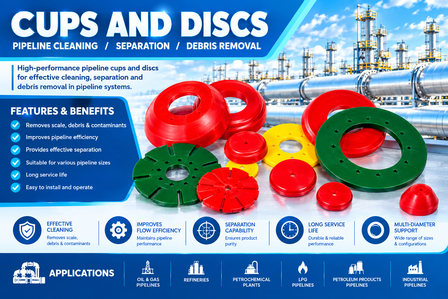 Pipeline Pigs Cups and Discs Suppliers and exporter in uae